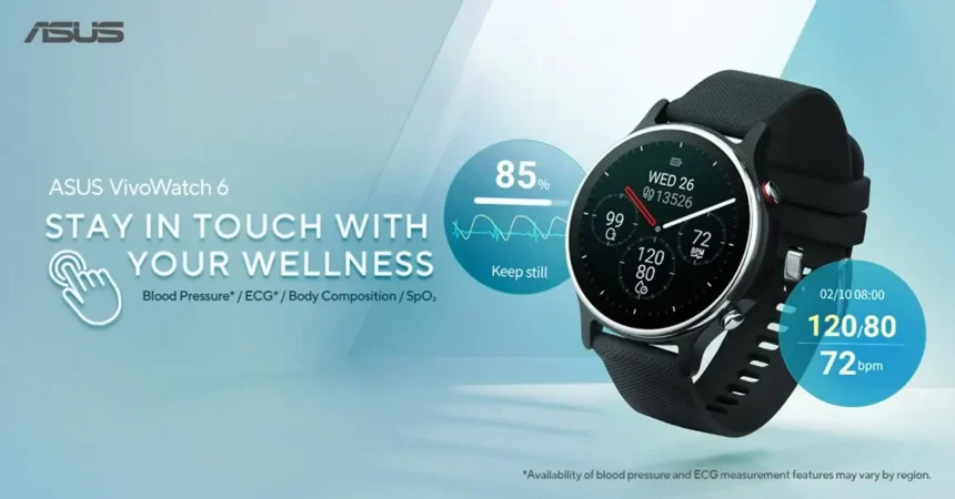 Asus VivoWatch 6 revealed with a alot of health-tracking features and a long Lasting 14-day battery life