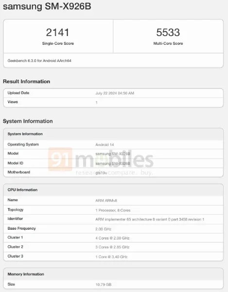 Galaxy Tab S10 Ultra Geekbench Scores Revealed! Confirms no Qualcomm chip this time; Check out all Details: